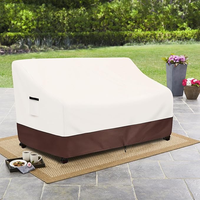Outdoor Couch Covers,76 Inches Outdoor Sofa Cover, Waterproof Patio Furniture Cover,Furniture Covers for Patio Seating (Beige)