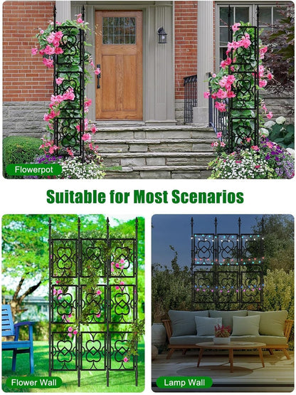 80" Garden Trellis for Climbing Plants, Kalolary Screen Plant Trellis Frame for Potted Plants Rustproof Plant Support Thicken Cucumber Trellis Grow Support for Vines Flowers Vegetable Indoor Outdoor