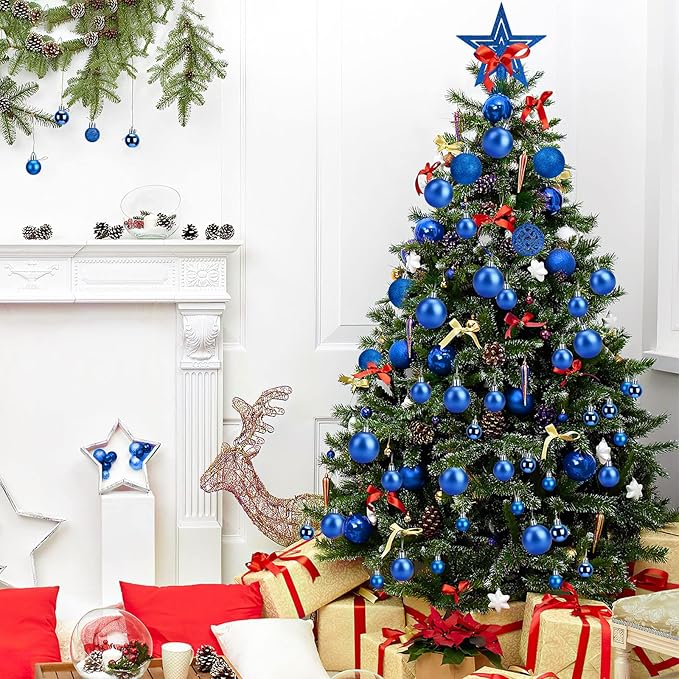 Aitsite 100 Pack Christmas Tree Ornaments Set Mini Shatterproof Holiday Ornaments Balls (Blue)