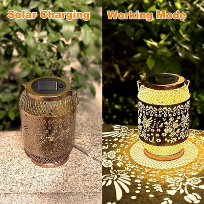 Solar Lantern Outdoor Waterproof,Birthday Gifts for Women Mom Grandma,Hummingbird Garden Decor,Metal Hanging Solar Lights Decorative for Christmas,Thanksgiving,Backyard,Patio,Porch,Lawn