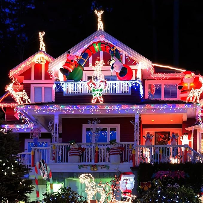 Techip Halloween Christmas Lights Outdoor, 33ft 400 LED Icicle Lights for Outside, Plug in Curtain String Lights Twinkle Tree Lights 8 Modes Waterproof for Patio Party Holiday Decorations Colorful