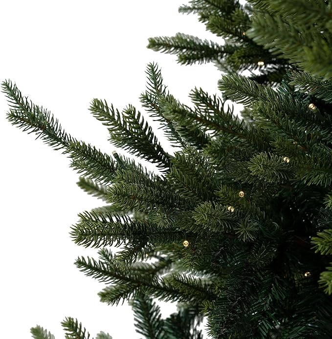 Kinsley 6.5ft Prelit Aritificial Christmas Tree with 3156 Branch Tips, 450 Warm Lights and Metal Stand, 53" Wide Realistic Traditional Christmas Tree with Lights by Naomi Home