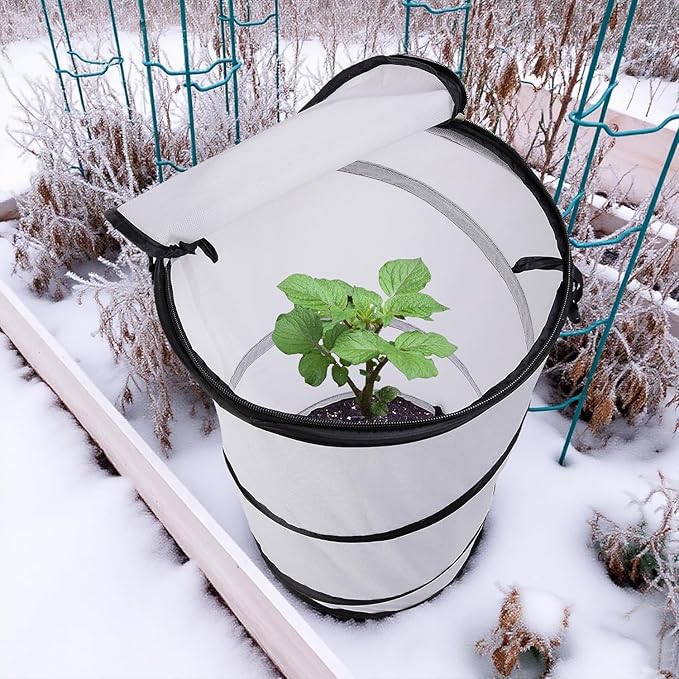 20 x 12 Inch Pop Up Winter Frost Plant Cover, Round Garden Plants Freeze Protection Tent, Foldable Warm Plant Protector Enclosure for Snow Frost Protection Indoor & Outdoor