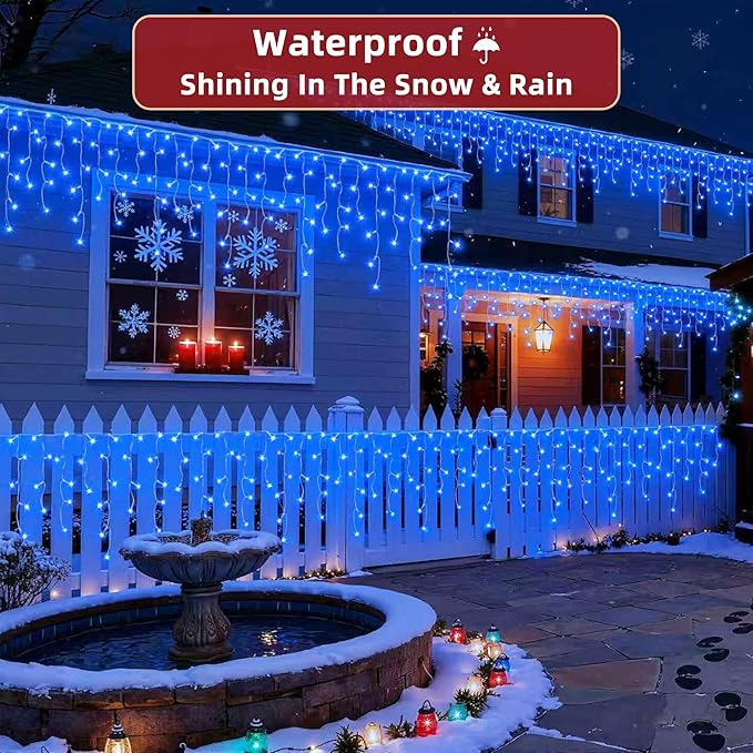 670 LED 66ft Christmas Lights with 148 Drops, 12 Lighting Modes Blue Christmas Decoration Twinkling Lights Dimmable, Timer Outdoor Waterproof Fairy Lights for Indoor Xmas Garden House Eaves Roof