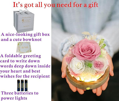 Valley of Rain & Forest Long-Lasting Real Flowers, Unique Floral Gift For you to send Love for All Occasions, for Indoor Decoration (Pink Rose & White Roses Arrangement)