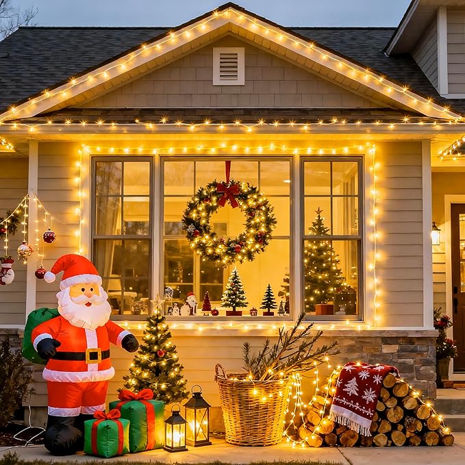 JMEXSUSS 230ft 720 LED Warm White Christmas String Lights Outdoor, Plug-in Outdoor String Lights with Remote Control, Clear Wire 8 Modes Christmas Tree Light for Bedroom Tree