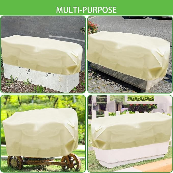 Plant Cover Freeze Protection,Rectangular Plant Protection Cover, Planter Plant Winter Frost Blanket with Zip Drawstring,2 Pack (39.3x17.7x15.7INCH)