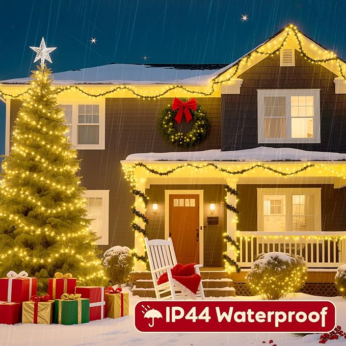 Hishine 82FT 1000LED Christmas Lights, String Lights Indoor Outdoor 8 Modes Waterproof Plug in Christmas Tree Light for Holiday, Warm White