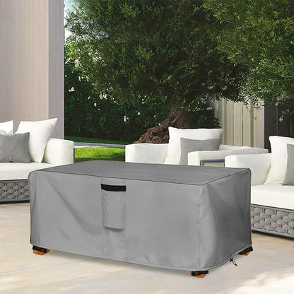 Outdoor Coffee Table Cover,Waterproof Rectangular Patio Small Side Table Cover,48 x 28 x 16 inch, Outdoor Table Covers Waterproof Rectangle,Grey