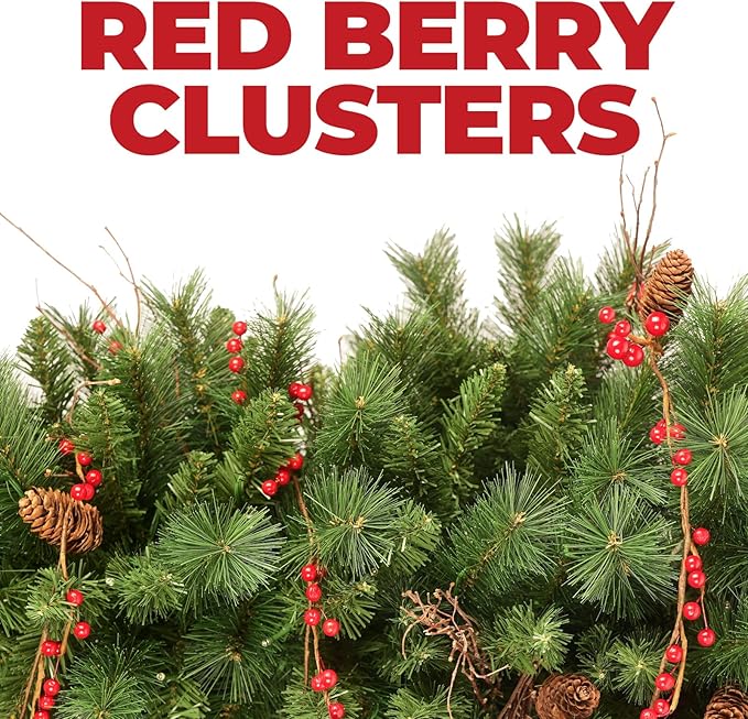 Christmas Tree, 4FT Tabletop Christmas Tree with Cloth Bag Base and LED Light, Pre-Lit Small Artificial Tree with Pine Cones & Red Berries, Christmas Decorative for Outdoor Indoor Porch