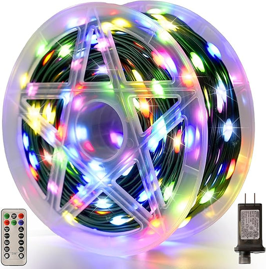 Christmas Lights 600 LED 196FT, IP67 Waterproof Christmas Tree Lights with 8 Modes, Outdoor String Lights with Timers & Memory Function, Xmas Light for Holiday Decor (Multicolored)
