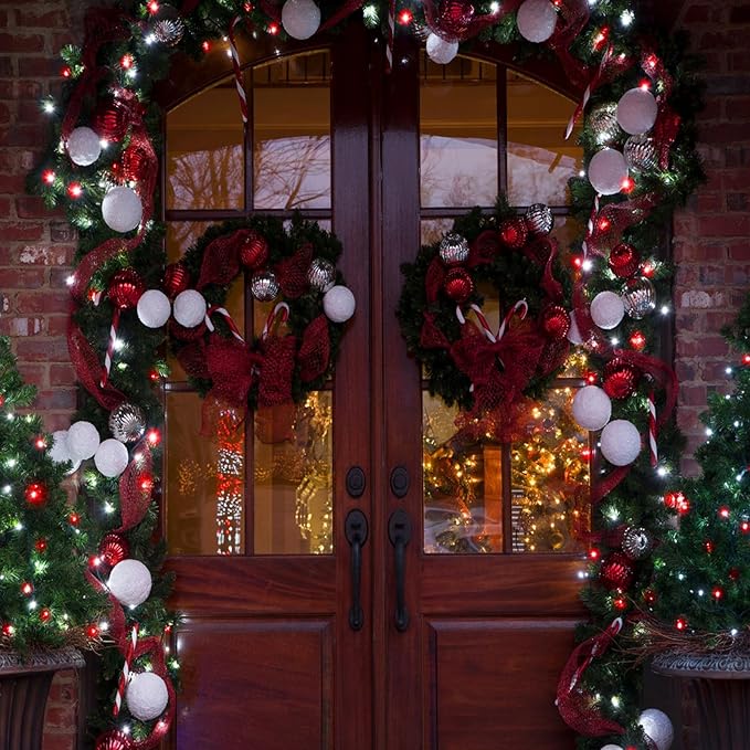 2-Pack Connectable Red and White C9 Christmas LED String Lights, Total 66 FT 100 LED Christmas Lights Plug in with 29V Safe Adapter, Waterproof Decorative Lights Indoor Outdoor for Xmas Decorations