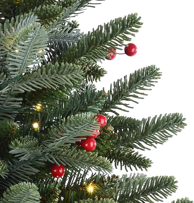 3ft Pre-Lit Premium Artificial Christmas Tree with 80 LED Lights Frazer Fir Mini Xmas Trees, Cement Burlap Base Basin, for Home Tabletop, Green