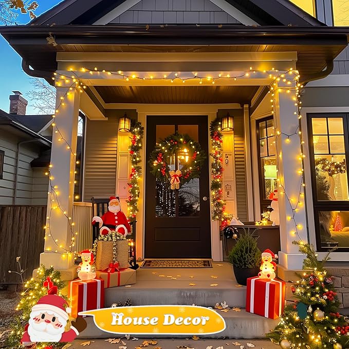 JMEXSUSS 500 LED Christmas Lights Outdoor, 173ft Warm White Christmas Tree Lights, 8 Modes Plug in Twinkle String Light for Outside Holiday Indoor Ceiling House Xmas Decorations