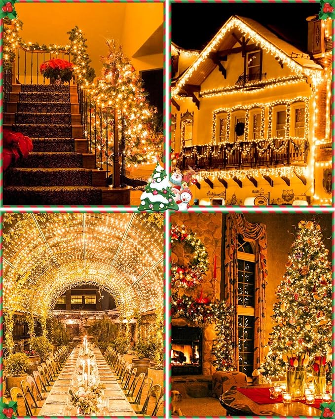 552FT 1400LED Christmas Lights, Extra Long Outdoor String Lights Waterproof, Timer & Memory, 8 Modes Dimmable Plug in Fairy for Outside Tree Wedding Patry Warm White