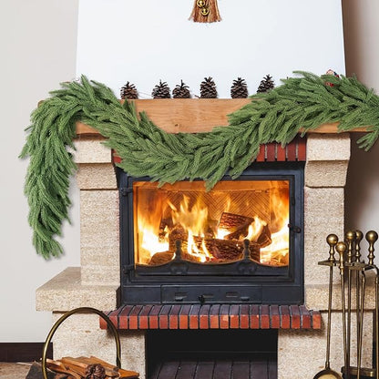 4Pcs 6FT Christmas Garland Real Touch Norfolk Pine Garlands, Artificial Faux Greenery Garland for Decorations Indoor, Pine Garland for Mantle, Fireplace, Wall, Mantle, Holiday Decor