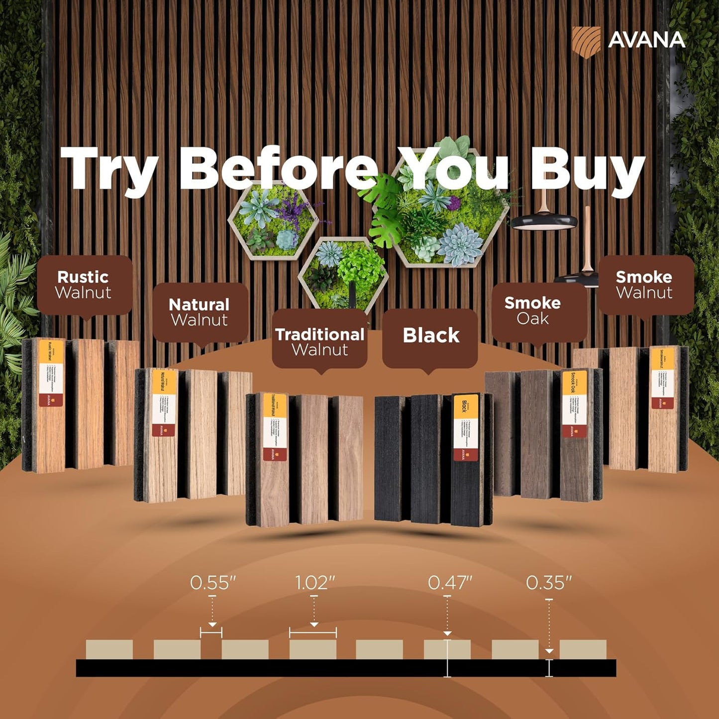 Avana Acoustic Wall Panels Color Samples Pack - Premium Wood Panels for Wall Decor - Interior Sound Proofing and Acoustic Panels