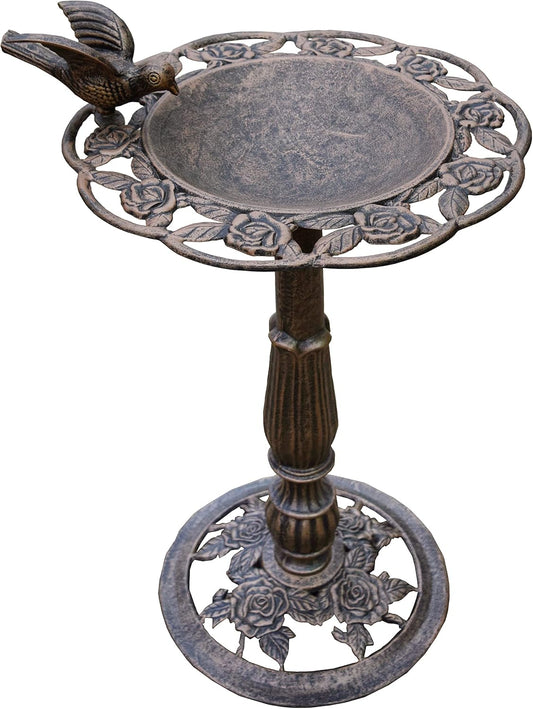 Oakland Living Rose Bird Bath, Antique Bronze