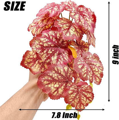 Woyrise Reptile Plants for Terrarium Decor, Ball Python Tank Accessories fit Bearded Dragon Crested Leopard Gecko Lizard Chameleon Snake Frog Tortoise Hermit Crab - Fake Pink Heuchera