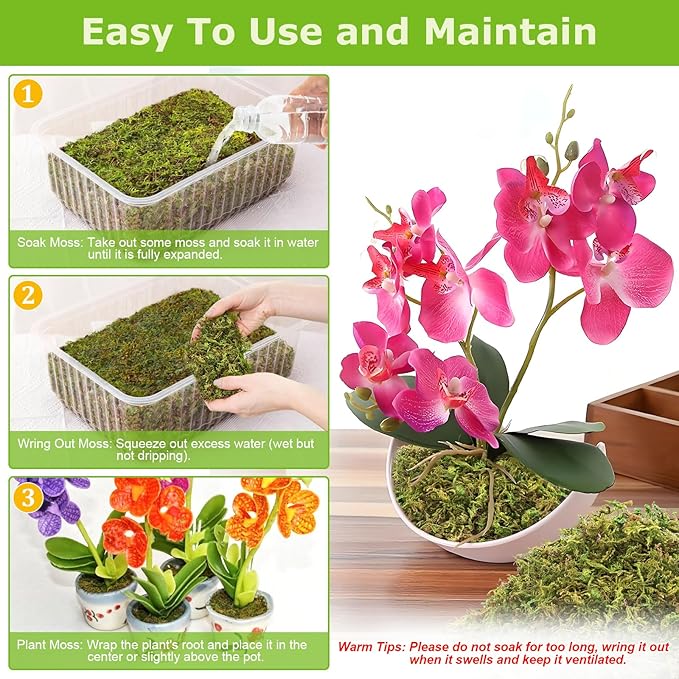Legigo 1.3LBS Premium Forest Moss for Plants, 25 QT Natural Green Sphagnum Moss for Potted Plants, Dried Orchid Moss Potting Mix, Soft Real Moss Decorative for Houseplants Orchids Succulents Reptiles