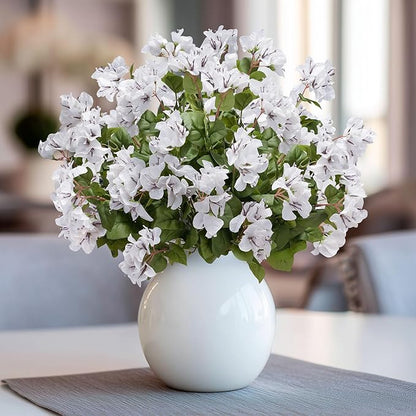 4 Pcs Artificial Flowers Bougainvillea Outdoor Artificial Plants Faux Flowers with Stems Silk Flowers for Wedding Porch Living Garden Decor(4PCS,White)