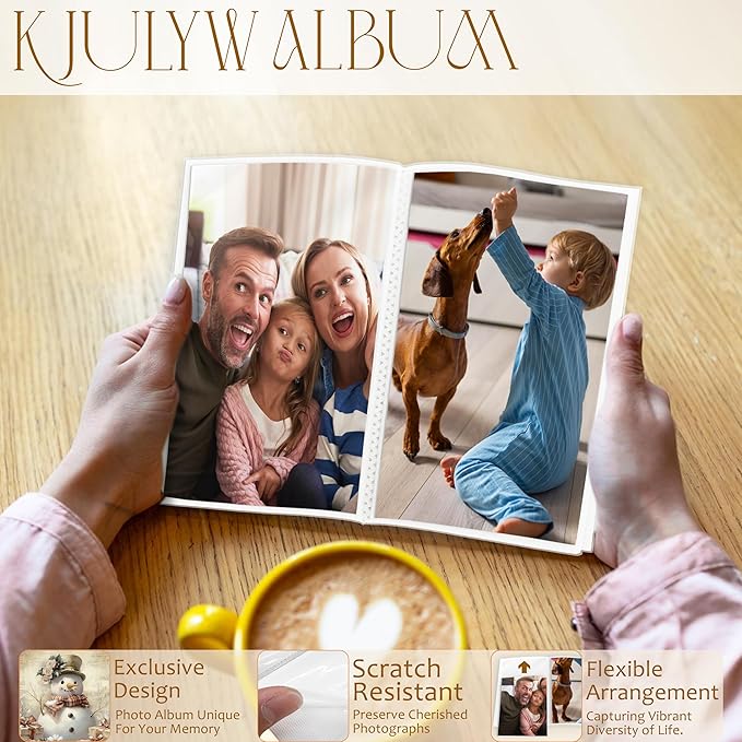 Christmas Photo Albums 4x6 Pictures, Vintage Rustic Christmas Snowman Winter Holiday Small Memory Photo Album Book for Baby Family Graduation Wedding Travel Vacation