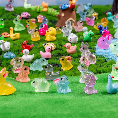 240 Pcs Mini Resin Animals Variety Tiny Animals Figures Miniature Little Small Animal Figurines Bulk for Micro Fairy Garden Landscape Accessories Hide Crafts Decor Aquarium
