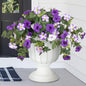 Artificial Fake Flowers Plants for Outdoor Decoration, 2PCS Faux Petunias Silk Flower UV Resistant No Fade for Home Outside Garden Balcony Yard Porch Realistic Indoor Decor (Purple White)