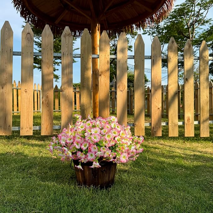 10 Bundles Artificial Flowers for Outdoor,UV Resistant Fake Petunia Flowers,Faux Plants for Outside Hanging Planters,Artificial Plants for Indoor Porch Garden Home Wedding Decor(White and Pink)