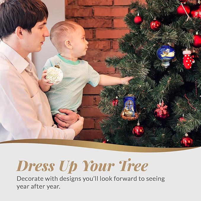 Inner Beauty Memorial Remembrance Christmas Ornaments - Mouth Blown and Reverse Hand-Painted Glass Christmas Decorations, Christian Gifts for Family