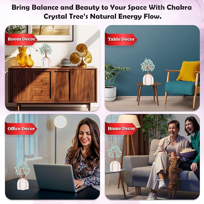 Amazonite Crystal Tree of Life - Handmade Gemstone Tree, Natural Quartz Stone Base, Chakra Tree of Life, Copper Wire Money Tree, Feng Shui Tree, Crystal Decorations, Healing Crystal, Spiritual Gifts