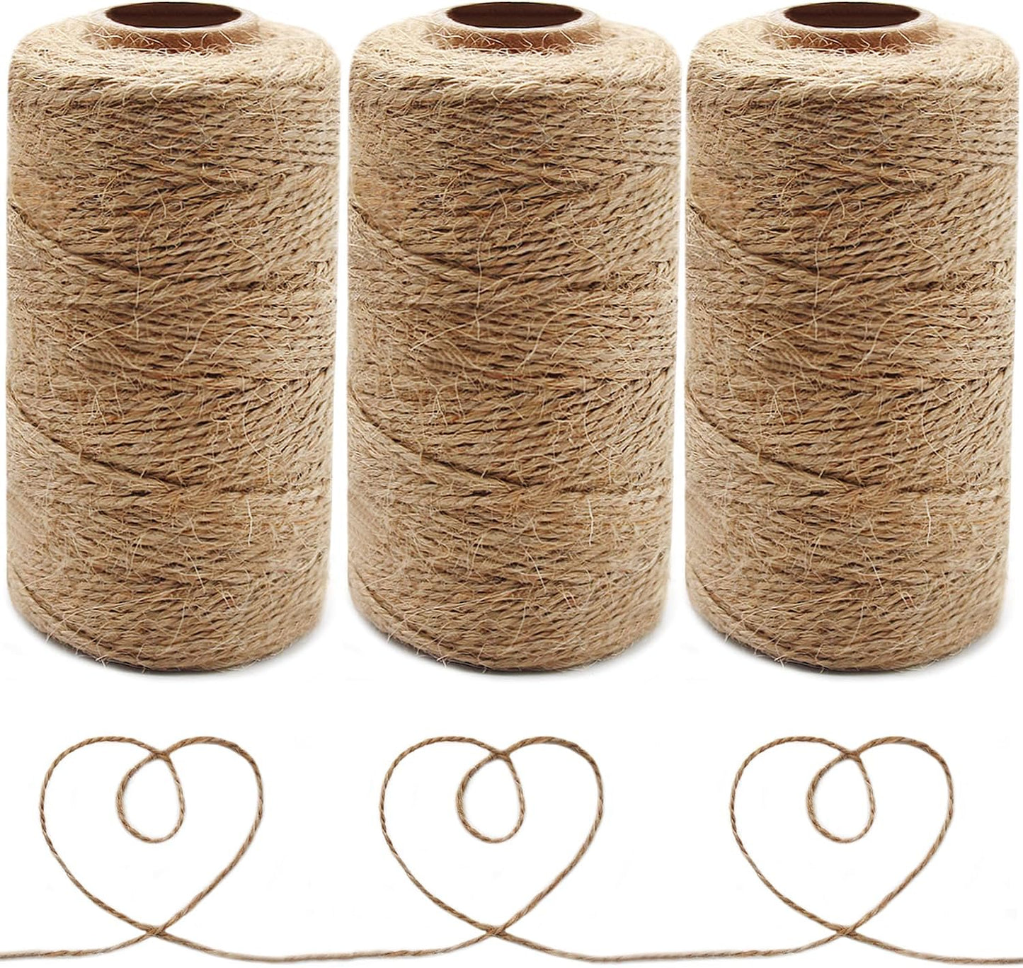 Anvin 984 Feet Cotton Twine Natural Jute Twine Packing Twines Bakers Twine Kraft Twine Wrapping Butchers Baking Arts and Crafts Gardening(Pack of 3, 10 Ply 2mm Thick)