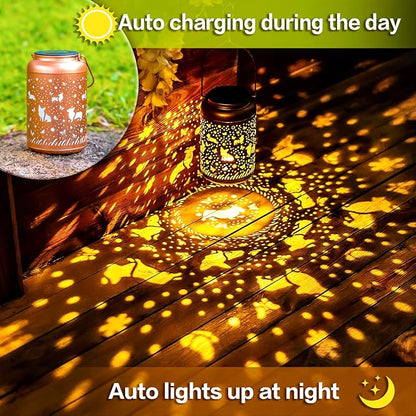 Corgi Dog Solar Lanterns Outdoor Hanging Waterproof Solar Lights Dog Gifts for Women Men Metal Decorative LED Lanterns for Outside, Patio, Landscape, Yard Decor, Garden Decorations