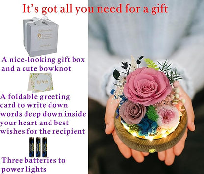 Valley of Rain & Forest Long-Lasting Real Flowers, Unique Floral Gift For you to send Love for All Occasions, for Indoor Decoration (Sweet Pink Rose Arrangement)