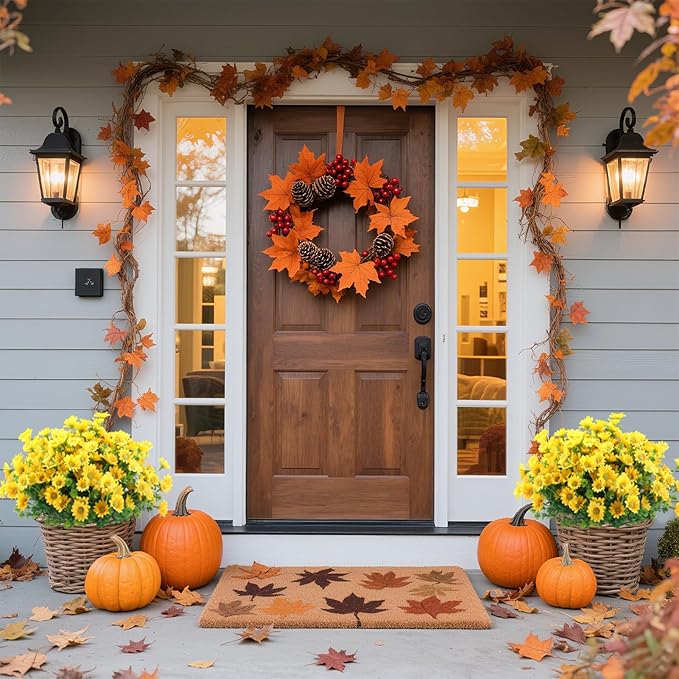 10pcs Outdoors Artificial Mum Flowers UV Resistant Daisy Fake Silk Chrysanthemum Greenery Faux Eucalyptus Plants for Spring Summer Garden Patio Window Box Planter Home Decor(Yellow)