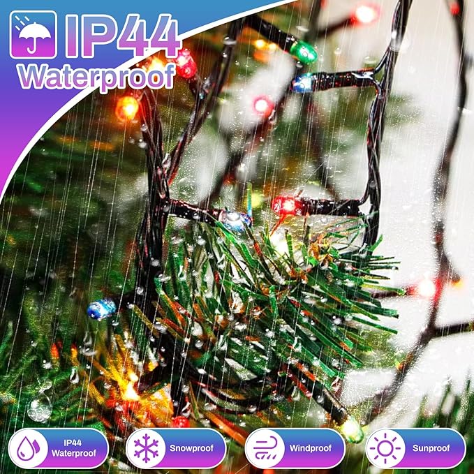 Christmas Lights 1000LED 98FT Waterproof Outdoor Timer 8 Modes Twinkle Fairy Lights LED String Lights Indoor Christmas Tree Lights for Wedding Party Yard House Decor