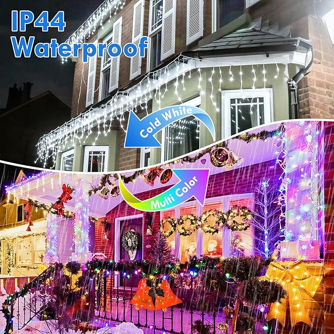 88FT 240LED Connectable String Lights Indoor Outdoor Clear Wire, Cold White⇋Multicolor Christmas String Lights, Plug in Twinkle Fairy Light With Timer For Wedding Patio Tree Yard Christmas Decorations