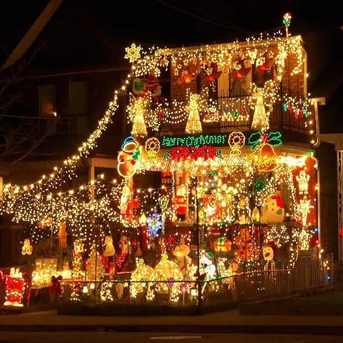 Uptotop Christmas 100 Count String Light, 20FT Plug in Waterproof String Light Decorations for Party Carnival Supplies, Outdoor Yard Garden Decor (Warm White)