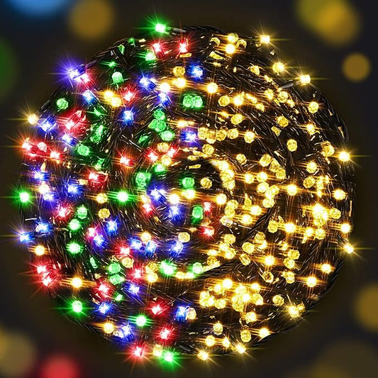 AmyHomie Color Changing Halloween Lights, 108Ft 300LED Warm White&Multicolor Christmas String Lights, 8 Modes Waterproof Fairy String Lights for Outdoor & Indoor Tree Home Patio Garden Decor