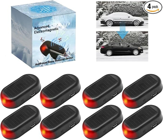 Electromagnetic Wave Antifreeze Instrument, Universal Solar Car Windshield De-Icer Snow Removal Device, Reusable Defroster Anti-Frost Tool for All Vehicle Safety and Maintenance (8PC-Black)