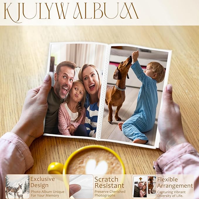 Christmas Photo Albums 4x6 inch Hold 36 Pictures, Farmhouse Rustic Winter Xmas Reindeer Small Memory Photo Album Book for Baby Family Graduation Wedding Travel Vacation