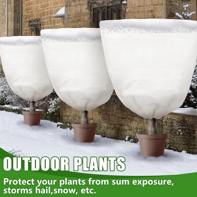 NNG 5PCS Winter Plant Covers Freeze Protection 39.4x39.4Inch Frost Blanket Shrub Covers with Zipper Drawstring Plant Protector Shrub Jacket Winter Tree Cover for Outdoor Plants, Shrub Potted Plants