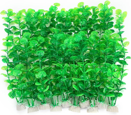 AQUANEAT Fish Tank Artificial Plants, Aquarium Plants Plastic, 12Inch Tall Green Decorations,10packs