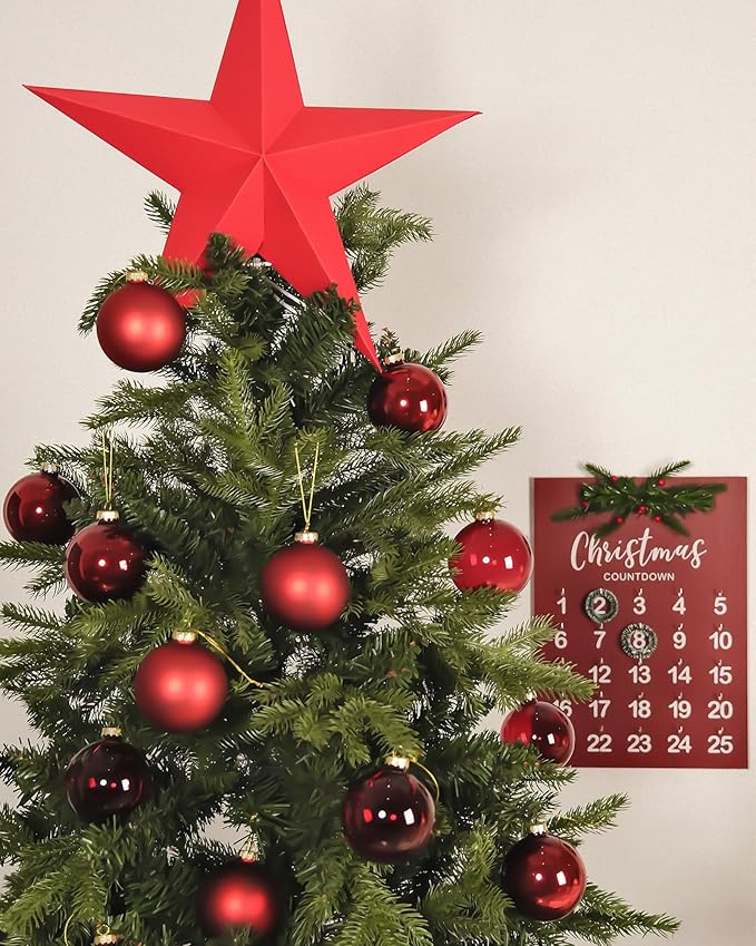 DN DECONATION Deep Red Glass Christmas Ornaments, Set of 9, 3.15' Hanging Christmas Baubles for Xmas Tree Decoration, Wedding Party Gift