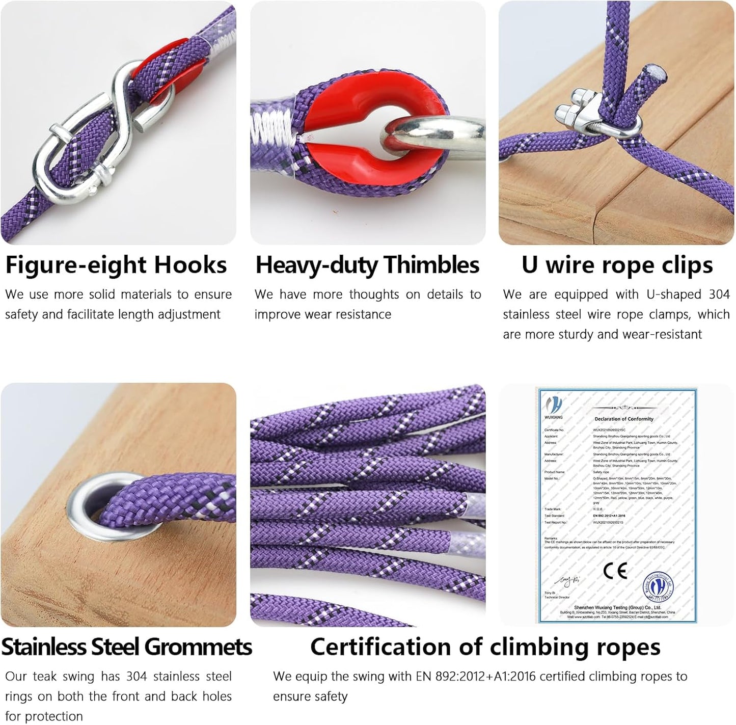 Teak Wooden Swing, Outdoor Wood Tree Swing Seat for Kids or Adults for Backyard Columpio, Height Adjustable (19.8x9inch)