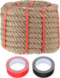MECCANIXITY Jute Rope 1 Inch x 49ft, Thick Twine Rope Ropes Braided Jute Twine Natural Brown Burlap Cord String Heavy Twisted with Tapes for Decorative Crafts Railing Swing Tug of War