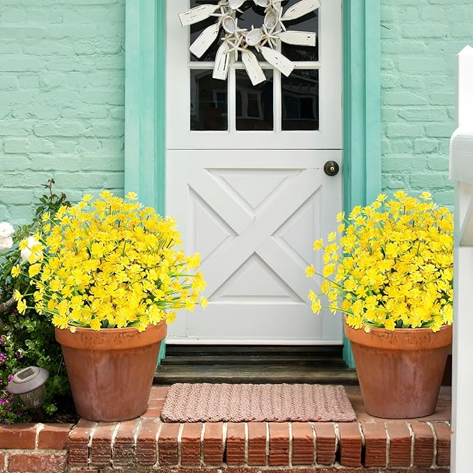 AGIRL 24 Bundles Artificial Flowers for Outdoor,UV Resistant No Fade Fake Plastic Flowers Faux Plants for Hanging Planters Decoration Indoor Outside Garden Porch Window Box Home Wedding Farmhouse