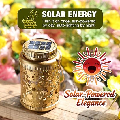 Cooo 6 Pack Solar Lanterns Outdoor Waterproof Hummingbird Red_Sage Solar Pathway Lights Landscape Path Christmas Gifts for Women Mom Grandma for Outdoor Table Lamps Garden Yard Backyard Decor -Gold