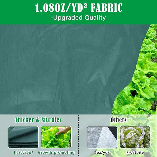 UQM 10 X 50 Ft Plant Covers Freeze Protection, 1.08oz/Yd² Frost Cloths Blankets for Outdoor Plants, Frost Protection Plant Cover for Winter Vegetables Plants Raised Bed