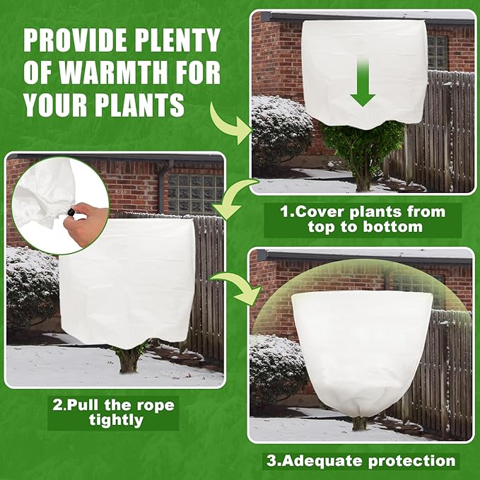 NNG 5PCS Winter Plant Covers Freeze Protection 39.4x39.4Inch Frost Blanket Shrub Covers with Zipper Drawstring Plant Protector Shrub Jacket Winter Tree Cover for Outdoor Plants, Shrub Potted Plants